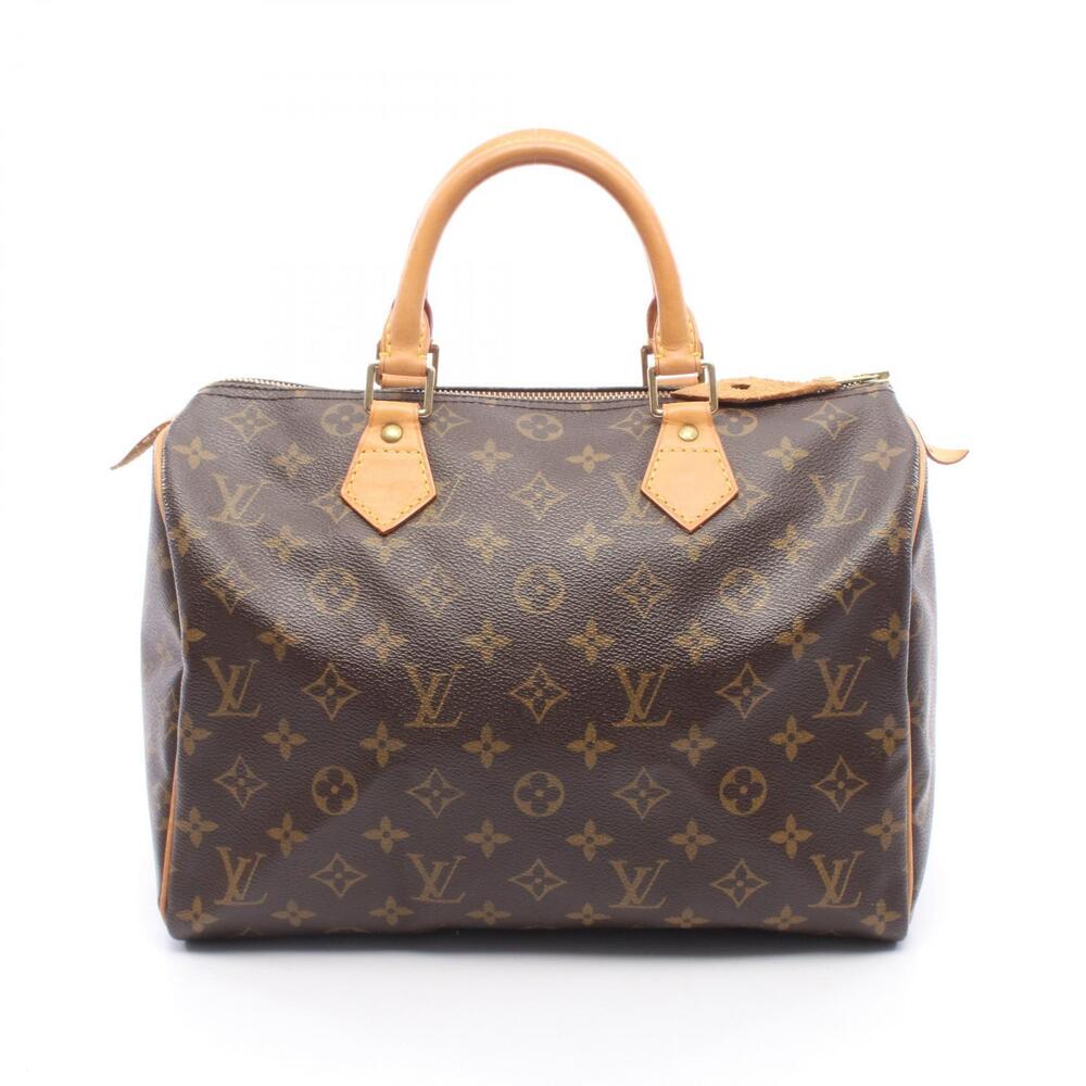 Louis Vuitton Speedy Monogram Top Handle Bag Canvas Leather Brown